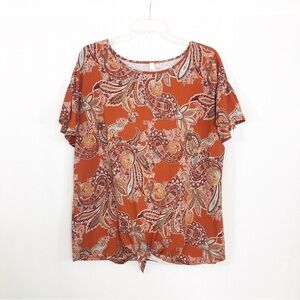 NY Collection Paisley Blouse Top, Size 1X, Orange